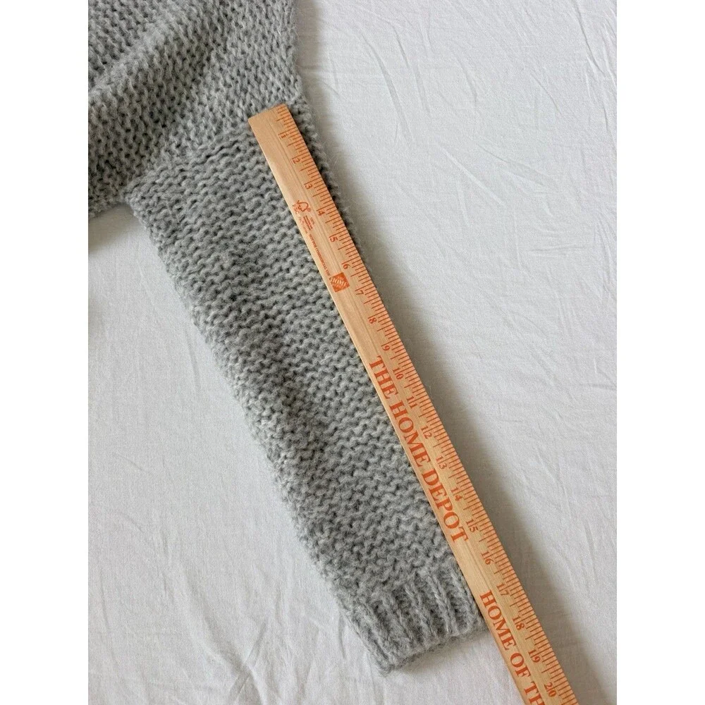 Eileen Fisher Alpaca Sweater M Gray Chunky Knit Peru Boxy Cozy Minimalist Luxury